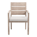 Set of Two Gray And Natural Slipcovered Olefin And Aluminum Slat Back Dining Arm Chairs