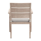 Set of Two Gray And Natural Slipcovered Olefin And Aluminum Slat Back Dining Arm Chairs