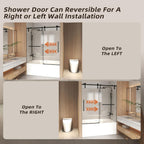 66" X 60" Tempered Glass Tub Door