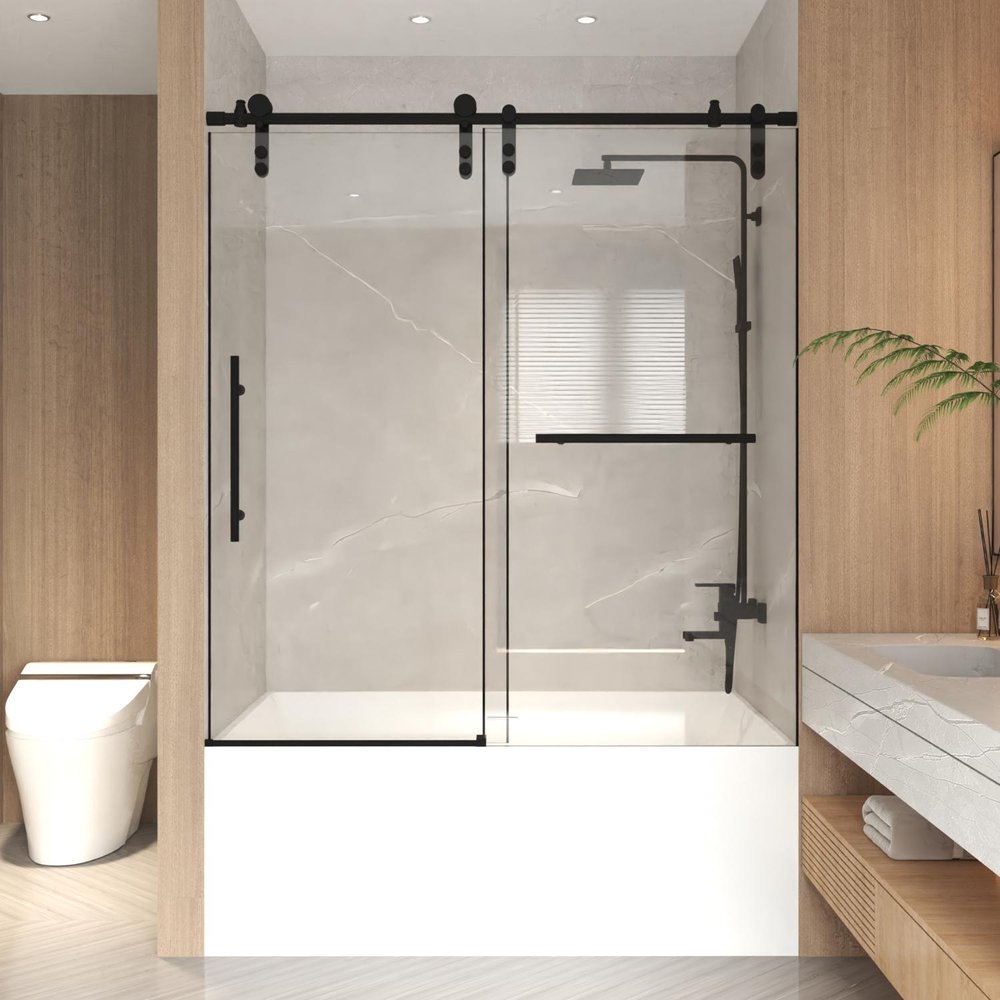 66" X 60" Tempered Glass Tub Door
