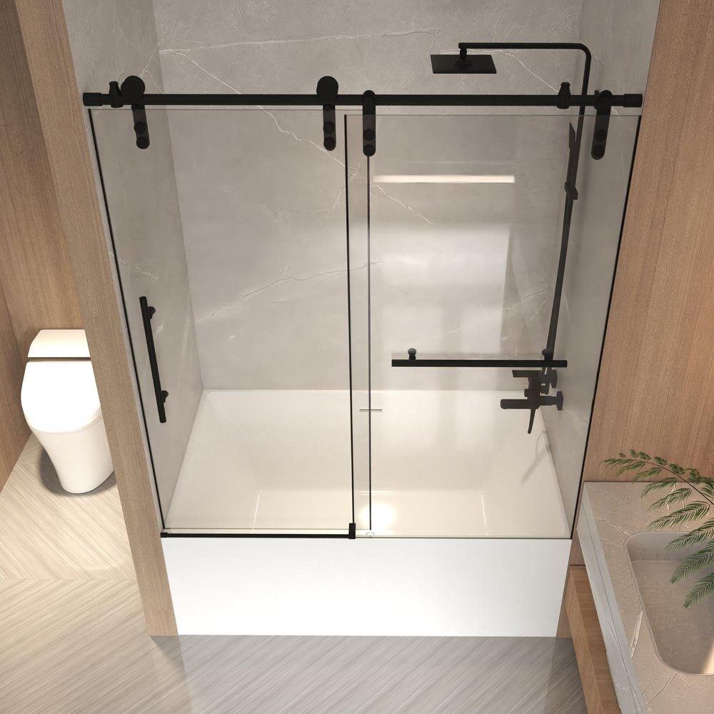 66" X 60" Tempered Glass Tub Door
