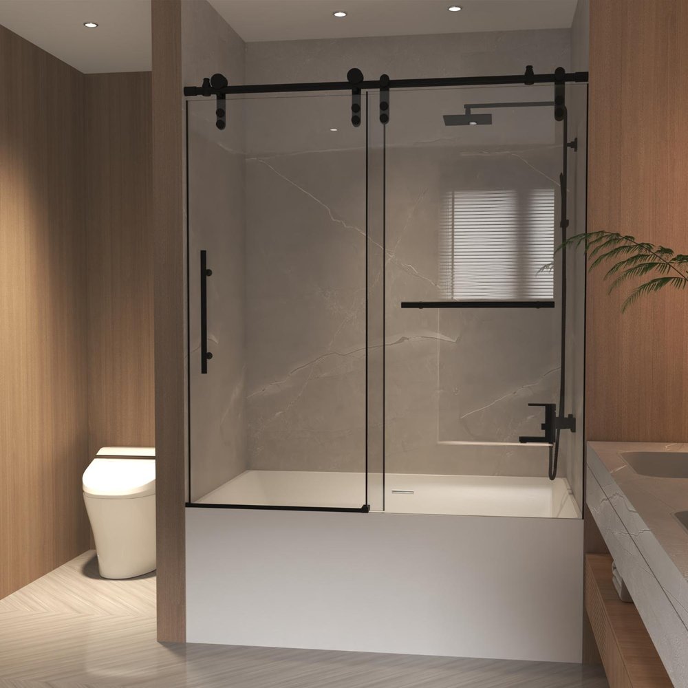 66" X 60" Tempered Glass Tub Door