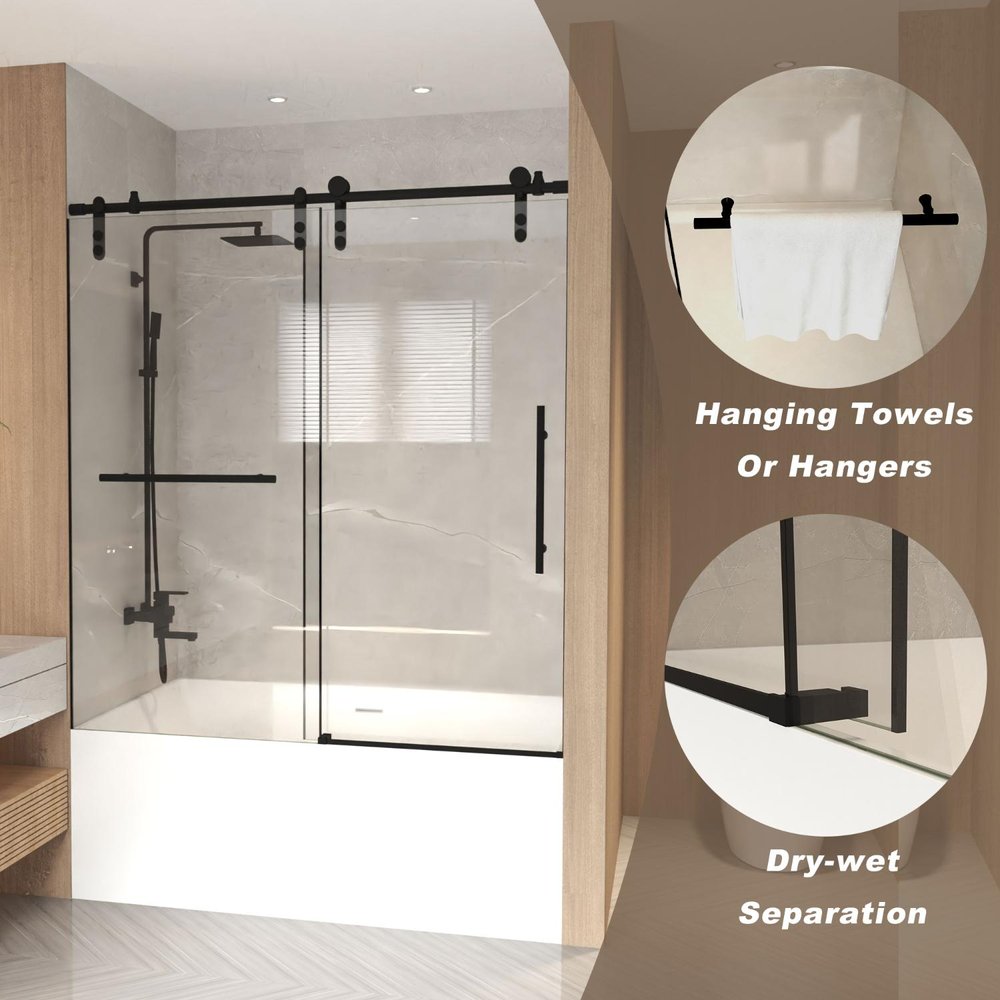 66" X 60" Tempered Glass Tub Door