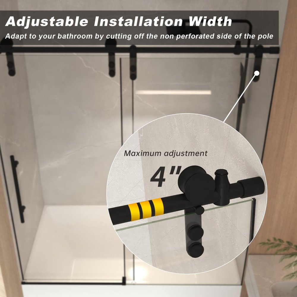 66" X 60" Tempered Glass Tub Door