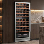 55" X 23" Silver and Black Stainless Steel Dual Compartment Wine Refrigerator