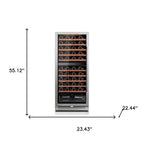 55" X 23" Silver and Black Stainless Steel Dual Compartment Wine Refrigerator