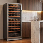 55" X 23" Silver and Black Stainless Steel Dual Compartment Wine Refrigerator