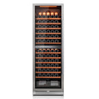 69" X 23" Silver and Black Stainless Steel Dual Compartment Wine Refrigerator