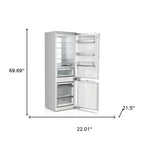 70" X 22" Silver and White Stainless Steel Dual Compartment Wine And Beverage Refrigerator