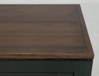 54" Blue And Brown Distressed Wood Sideboard With Two Glass Doors