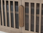 54" Blue And Brown Distressed Wood Sideboard With Two Glass Doors