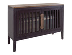 54" Blue And Brown Distressed Wood Sideboard With Two Glass Doors