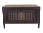 54" Blue And Brown Distressed Wood Sideboard With Two Glass Doors