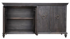 74" Black Distressed Wood Sideboard With Four Doors