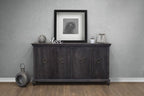 74" Black Distressed Wood Sideboard With Four Doors