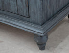74" Light Blue Sky Blue And Brown Distressed Wood Sideboard With Four Doors