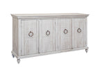 74" Ivory Distressed Wood Sideboard With Four Doors