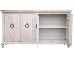 74" Ivory Distressed Wood Sideboard With Four Doors