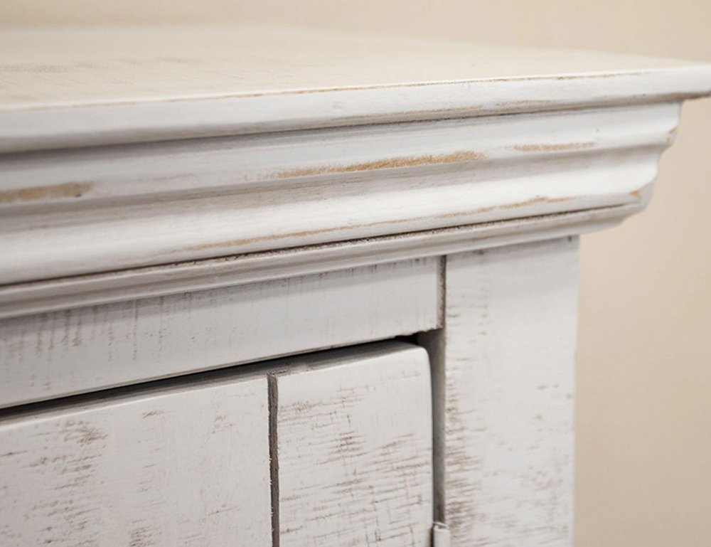 74" Ivory Distressed Wood Sideboard With Four Doors