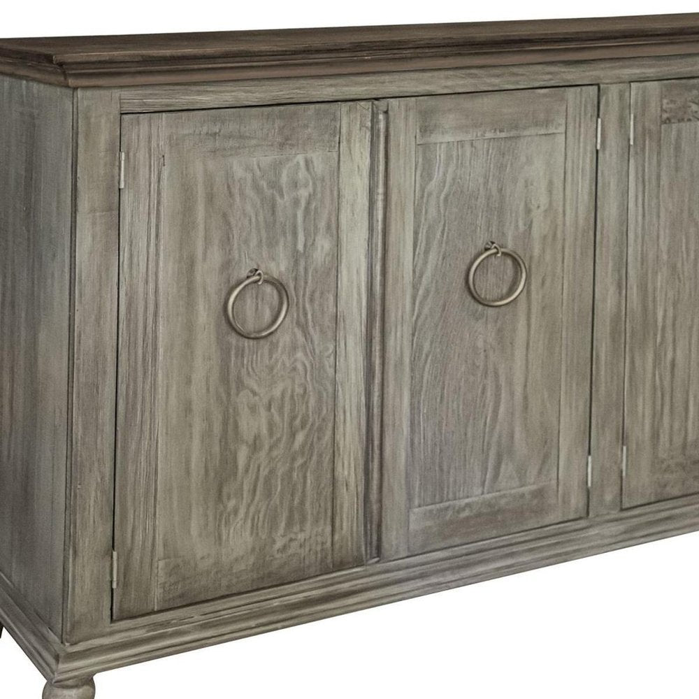 74" Olive Green Distressed Wood Sideboard With Four Doors