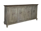 74" Olive Green Distressed Wood Sideboard With Four Doors