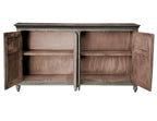 74" Olive Green Distressed Wood Sideboard With Four Doors