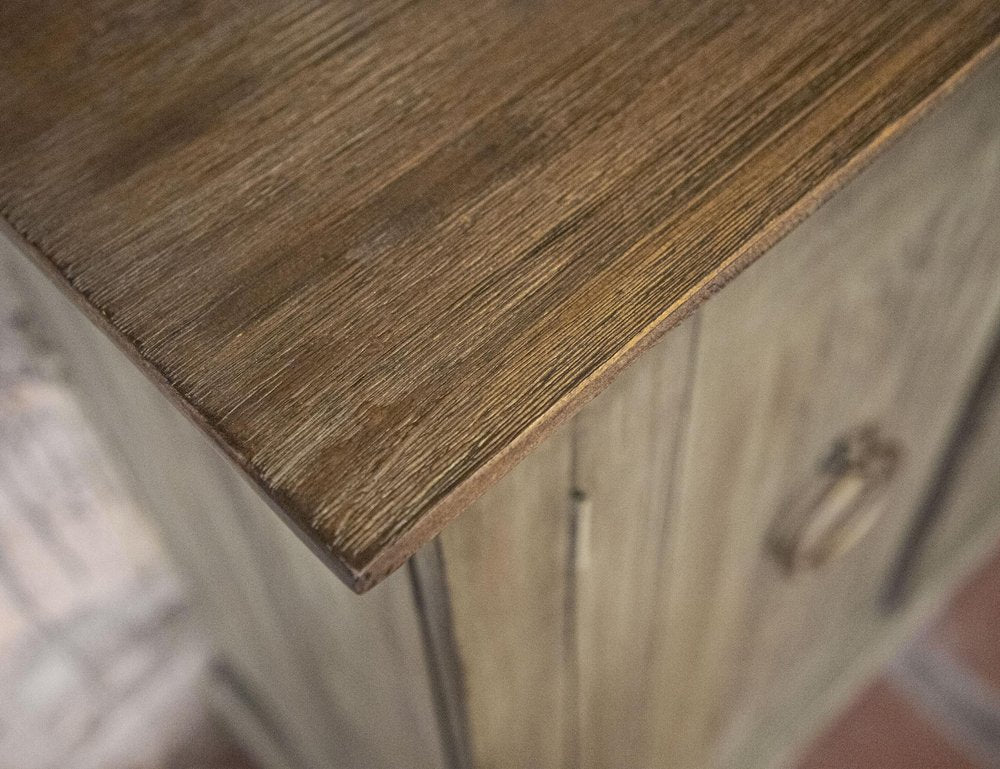 74" Olive Green Distressed Wood Sideboard With Four Doors