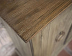 74" Olive Green Distressed Wood Sideboard With Four Doors
