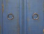 74" Blue And Dark Blue Distressed Wood Sideboard With Four Doors