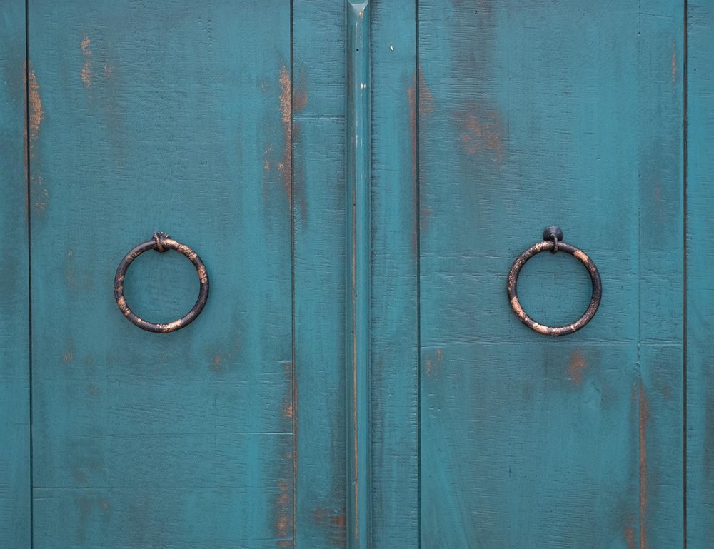 74" Green Distressed Wood Sideboard With Four Doors