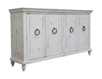 74" White Distressed Wood Sideboard With Four Doors