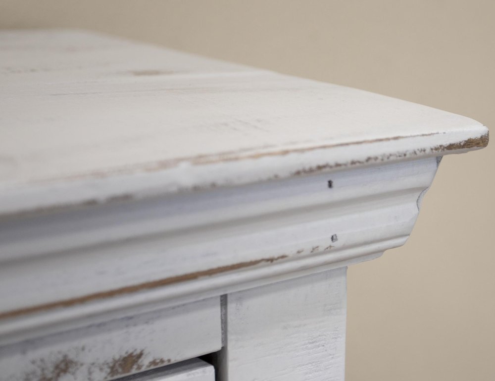 74" White Distressed Wood Sideboard With Four Doors