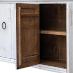 74" White Distressed Wood Sideboard With Four Doors