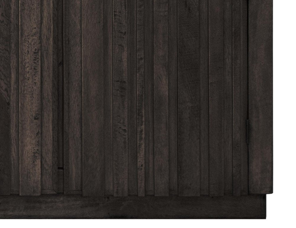 61" Black Distressed Wood Sideboard With Four Doors