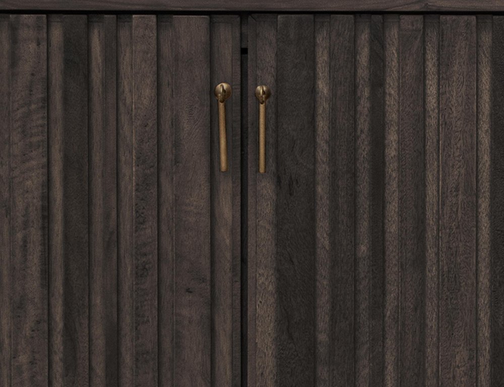 61" Black Distressed Wood Sideboard With Four Doors