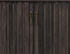 61" Black Distressed Wood Sideboard With Four Doors