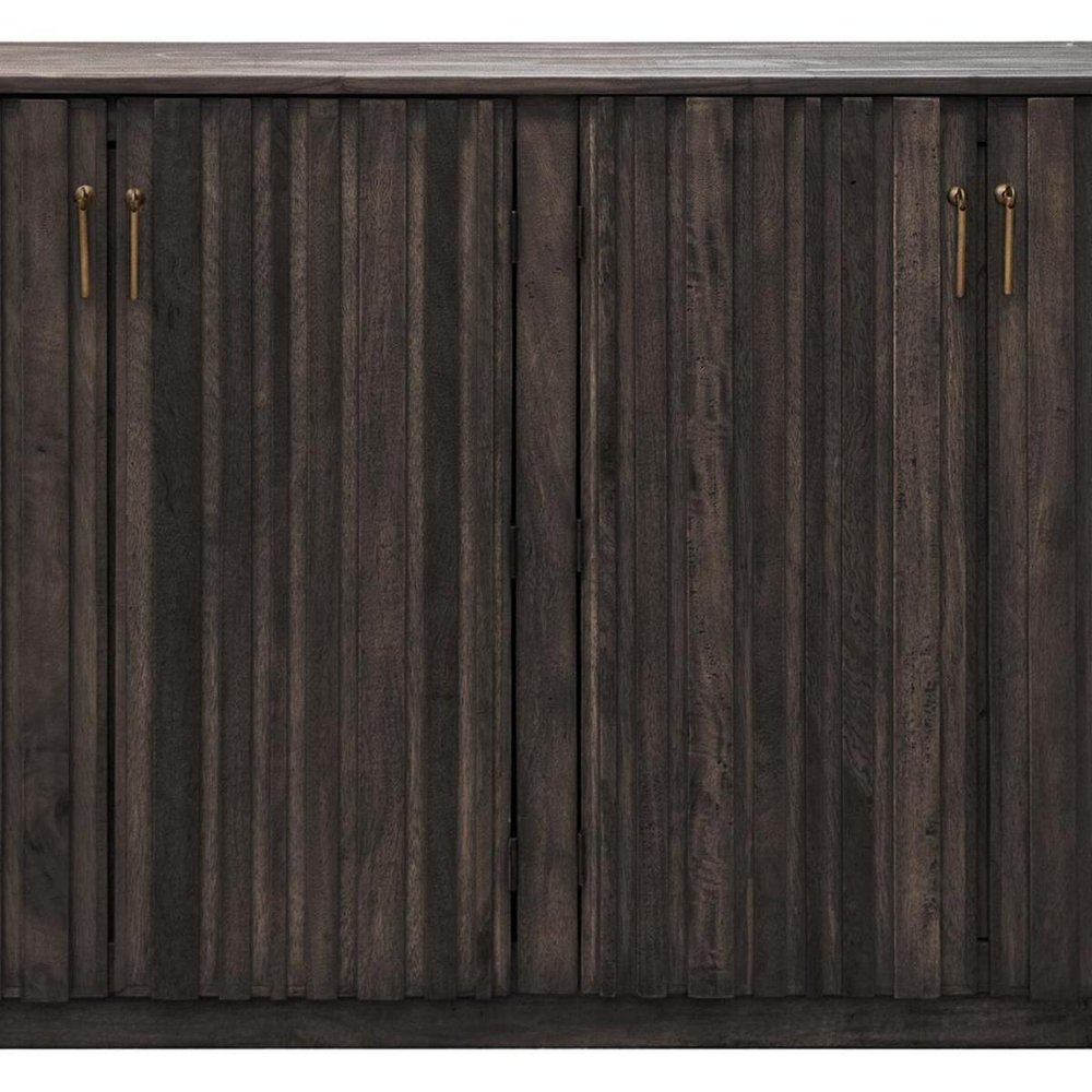 61" Black Distressed Wood Sideboard With Four Doors