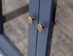 71" Dark Blue Distressed Wood Sideboard With Four Glass Doors
