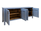 76" Light Blue Distressed Wood Credenza With Four Doors