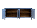76" Light Blue Distressed Wood Credenza With Four Doors