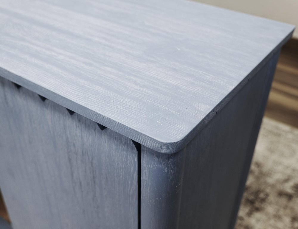 76" Light Blue Distressed Wood Credenza With Four Doors