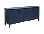 76" Dark Blue Distressed Wood Sideboard With Four Doors