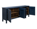 76" Dark Blue Distressed Wood Sideboard With Four Doors