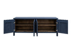76" Dark Blue Distressed Wood Sideboard With Four Doors