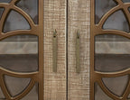107" Brown Distressed Wood Sideboard With Four Glass Doors