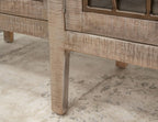 107" Brown Distressed Wood Sideboard With Four Glass Doors