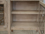 107" Brown Distressed Wood Sideboard With Four Glass Doors
