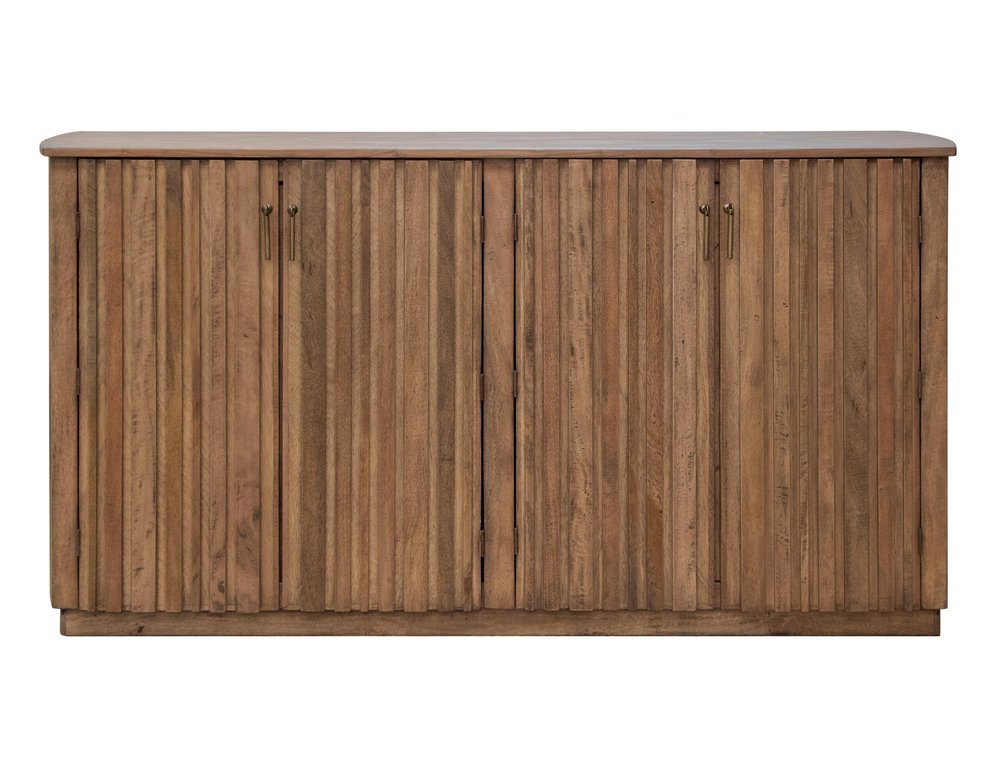 61" Brown Distressed Wood Sideboard With Four Doors