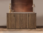 61" Brown Distressed Wood Sideboard With Four Doors