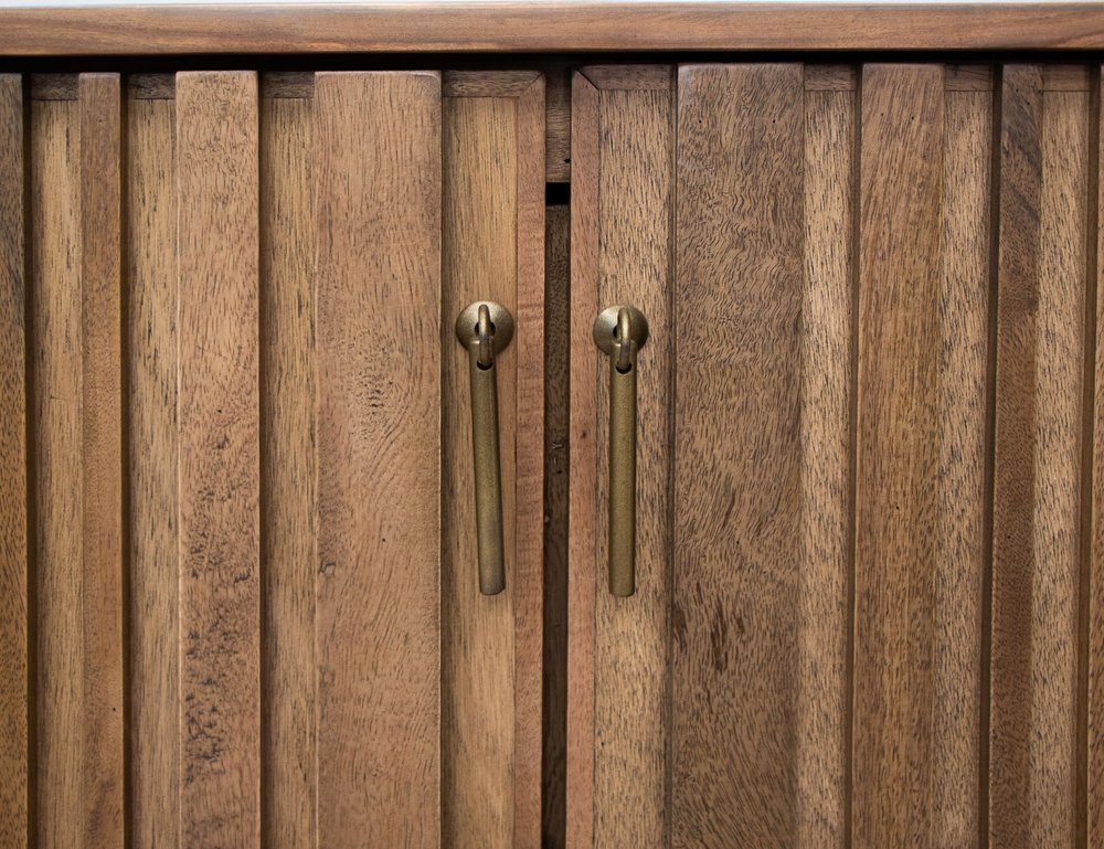 61" Brown Distressed Wood Sideboard With Four Doors